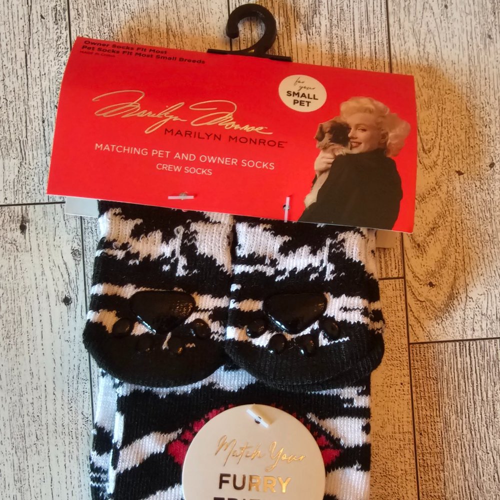 Marilyn Monroe Matching Pet and Owner Socks/Crew Socks Zebra and Lips- Small Pet